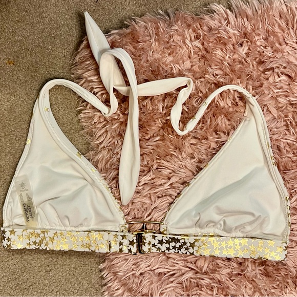 Victoria Secret White & Gold Star ⭐️ bikini Set Size L 8/10 Glam 4th of July! - Picture 7 of 9